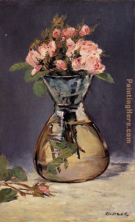 Moss Roses In A Vase painting - Edouard Manet Moss Roses In A Vase art painting